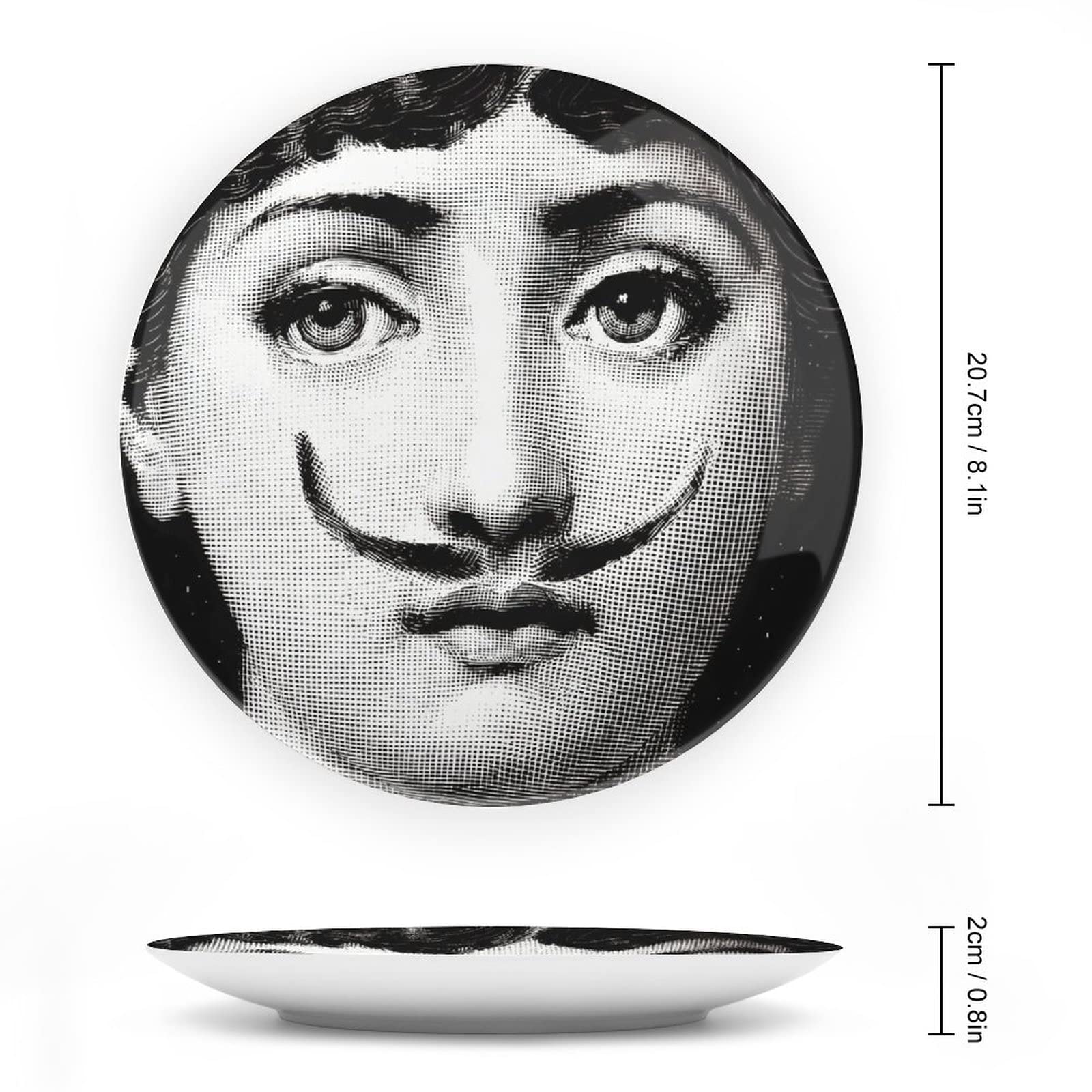Lina Cavalieri Plate, Wall Decorative Plate, Mysterious Face Plate Wall Hanging Decoration,Including Bracket and Special Spring Hook,B9,8inch