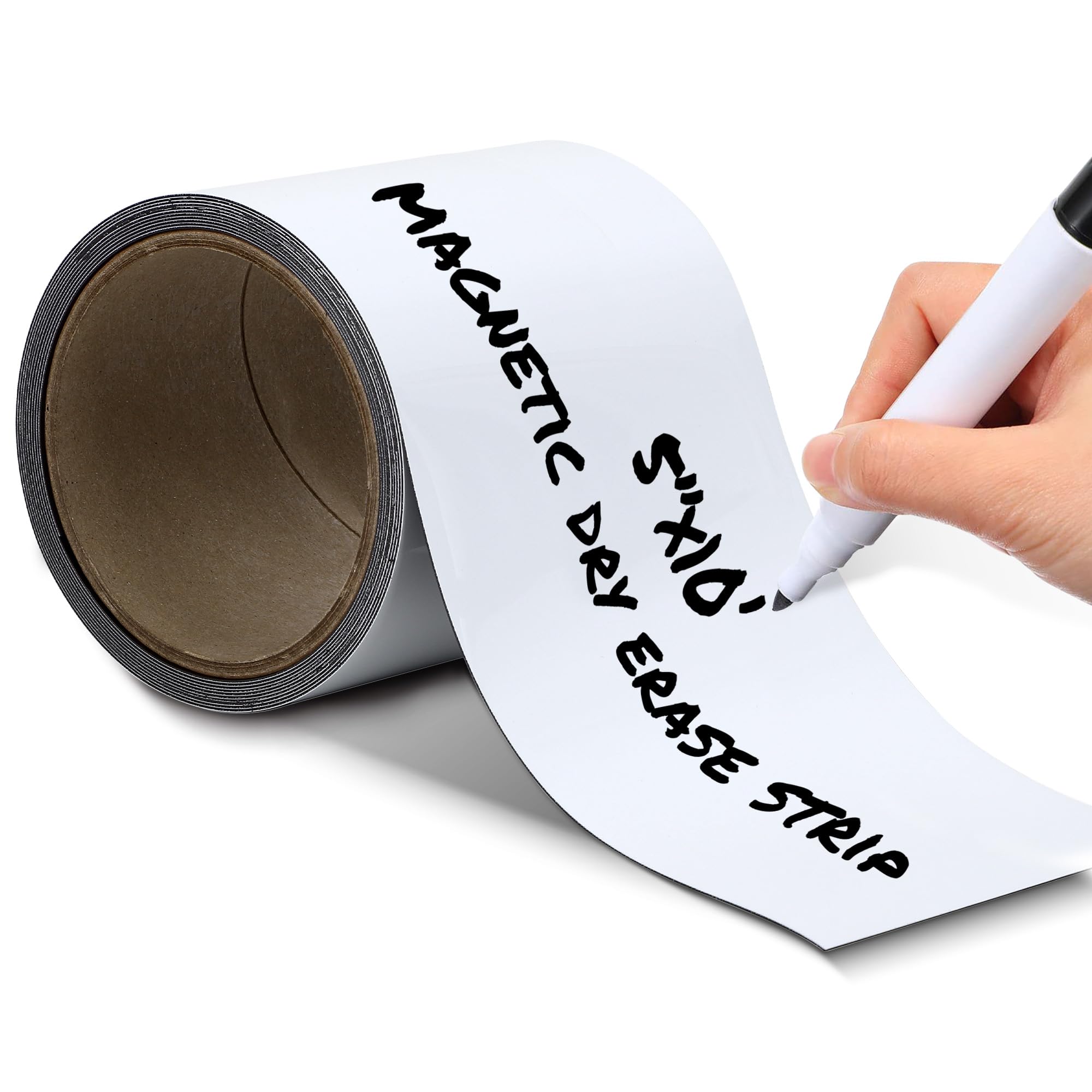 Magnetic Strip, Magnetic Tape, Magnet Tape, Magnet Roll, Whiteboard Magnets, Strip Magnets, Dry Erase Labels, Sheets, Strips, Flat, Write On, Blank, Long, Writeable, Wipe Off, White, 5 Inch x 10 Feet