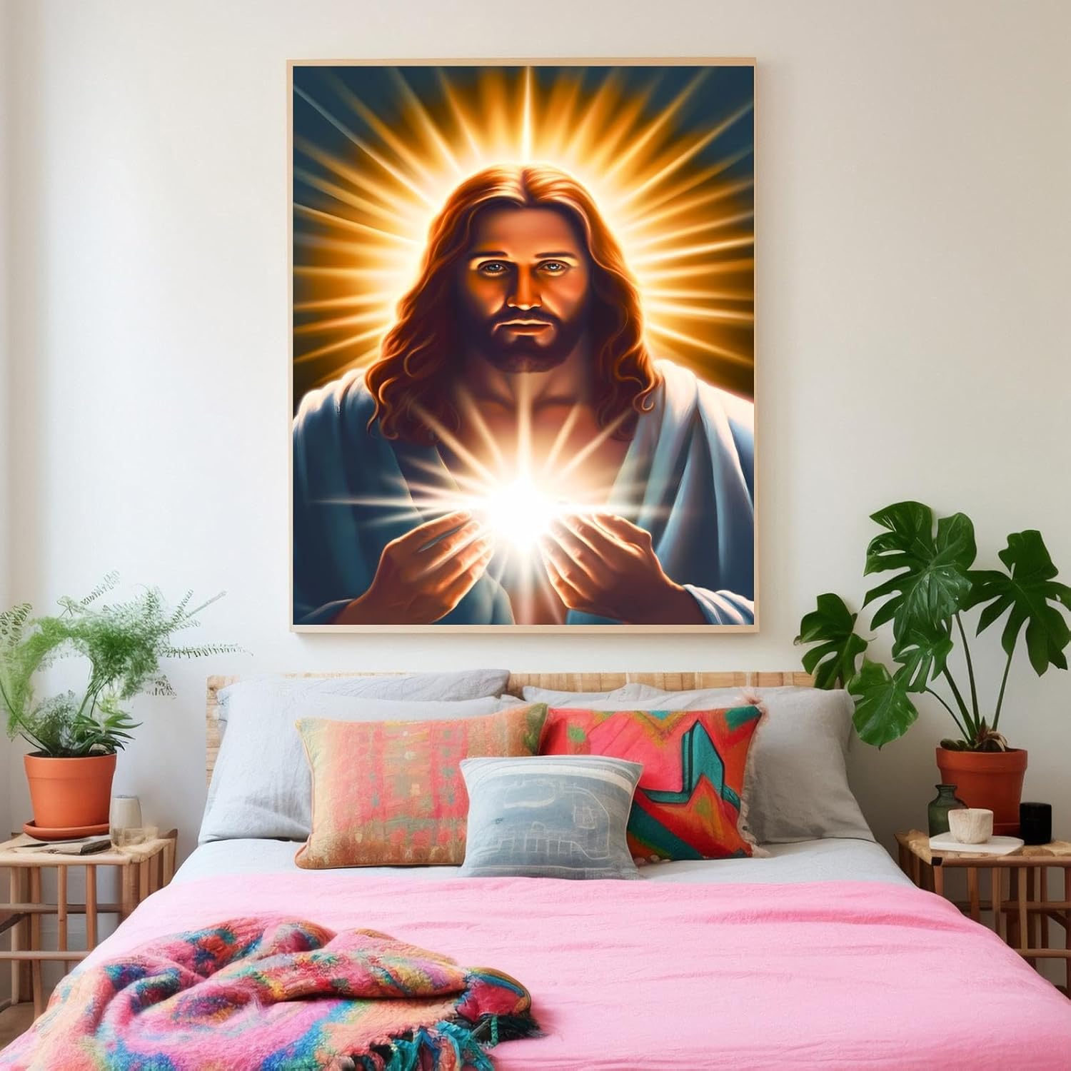 CUEAEAD Diamond Painting Kits for Adult Beginner Round Full Diamond 5D DIY Diamond Art Kit Gift - Holy Light of Jesus Diamond Painting Home Wall Decor 16x20 Inch, WZ5-0325-ZS-Christian-2V28HG-YNAP1S
