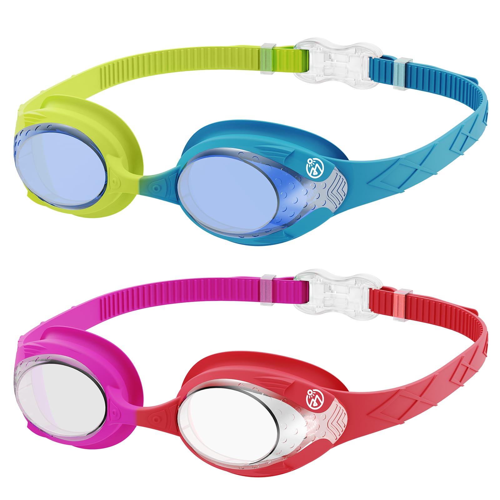 OutdoorMaster Kids Swim Goggles 2 Pack - Quick Adjustable Strap Swimming Goggles for Kids