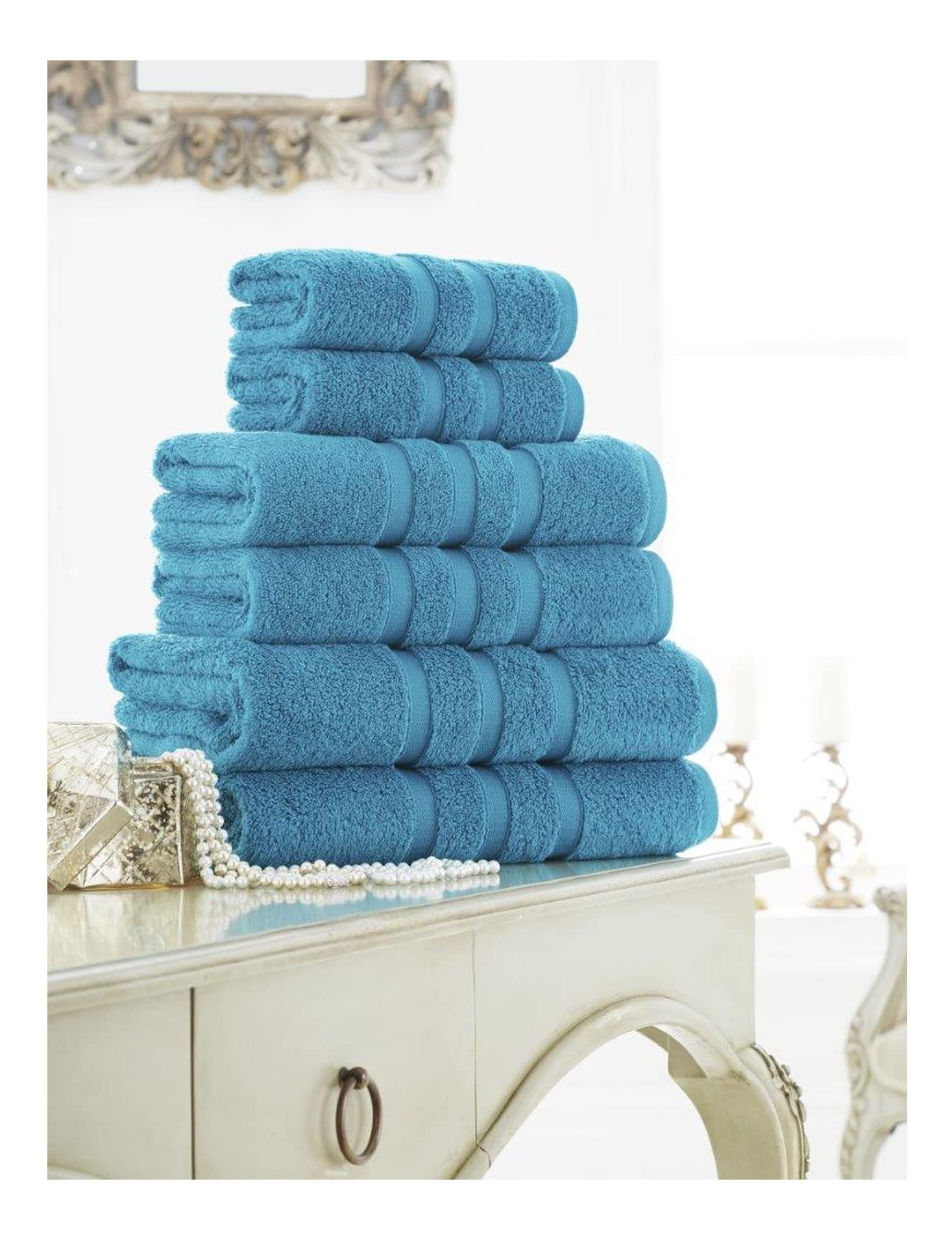 Lions Bath Sheets Towels - Zero Twist Hand Towel Soft Water Absorbent Egyptian Cotton (Turquoise, Hand Towels (4x))