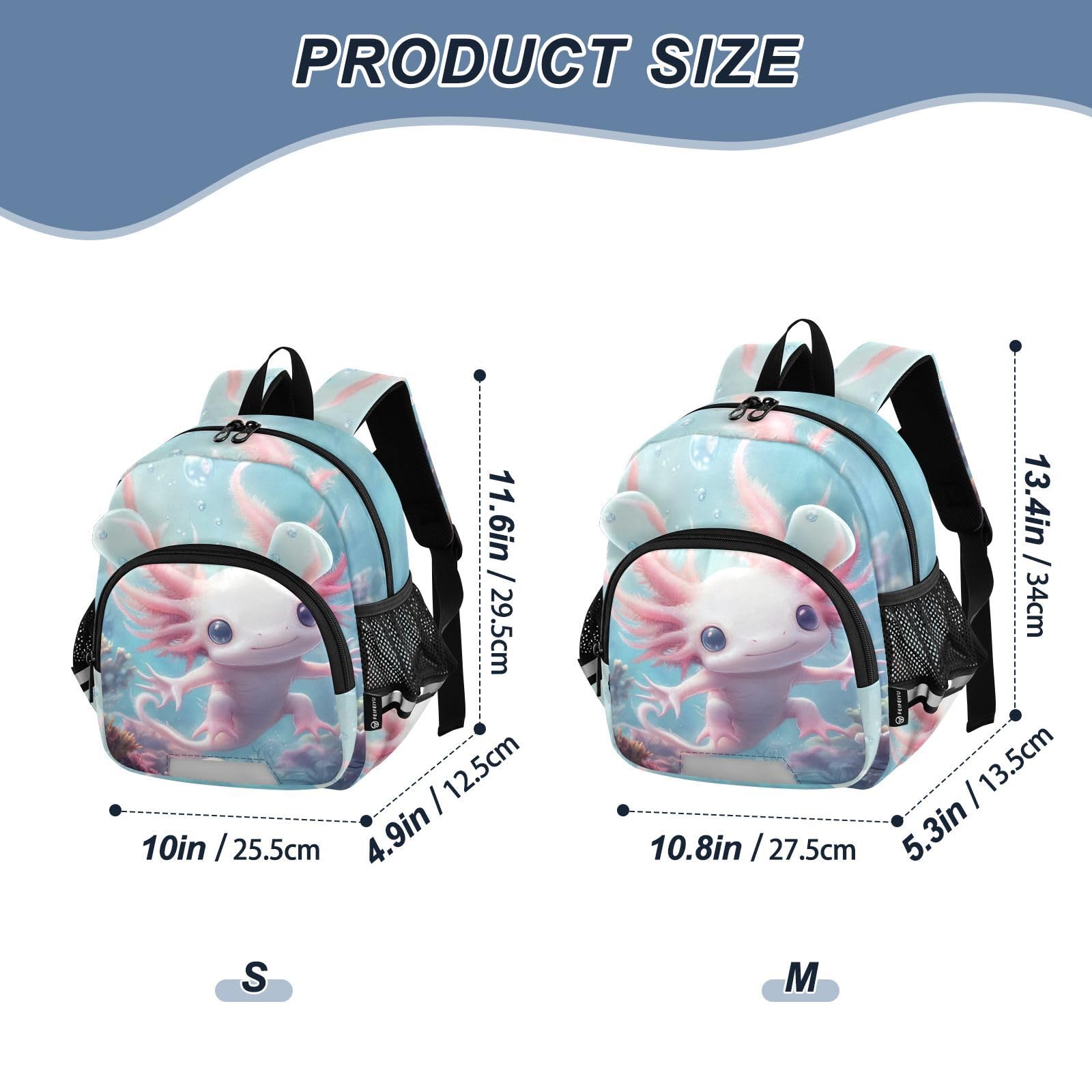 Cute Axolotl Coral Toddler Harness Backpack for Boys Girls 3-6 Years Kids Backpack with Anti Lost Safety Leash Baby Protection Backpack for Preschool Travel Walking