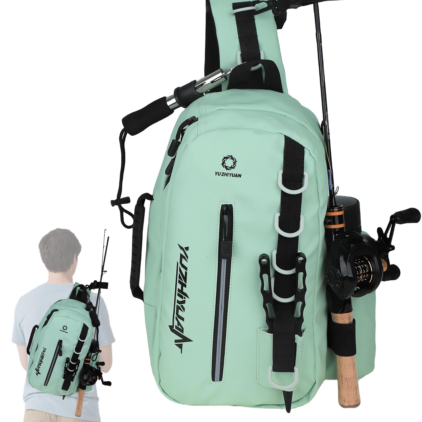 yuzhiyuan Small Fishing Bag with Rod Strap, Portable & Lightweight, Fish Small Tackle bag – Fits Tackle Boxes & Gear,Move Freely, Cast Smoothly -