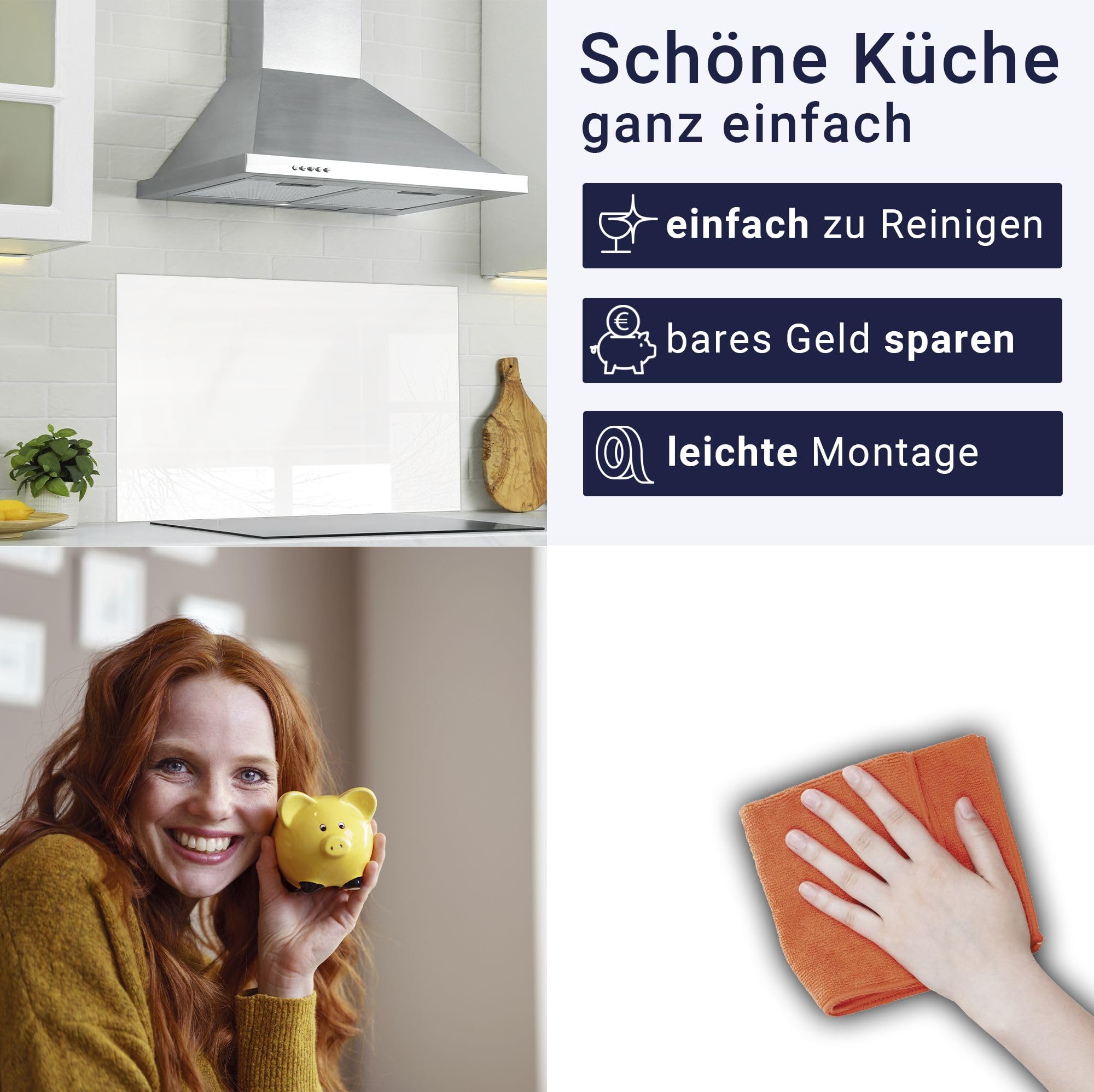 timalo Herd Spritzschutz Wand Platte Spüle, Küche Küchenrückwand Glasoptik | Acryl Glas 2mm | Glasrückwand Acrylglas Rückwandschutz Uni unifarben einfarbig | 80x50cm Pure White, Weiß