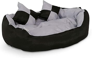 Gorgeous Luxurious Ultra Soft Ethnic Designer Bed for Dog/Cat Grey & Black Egg Shape (Export Quality) Size: Small