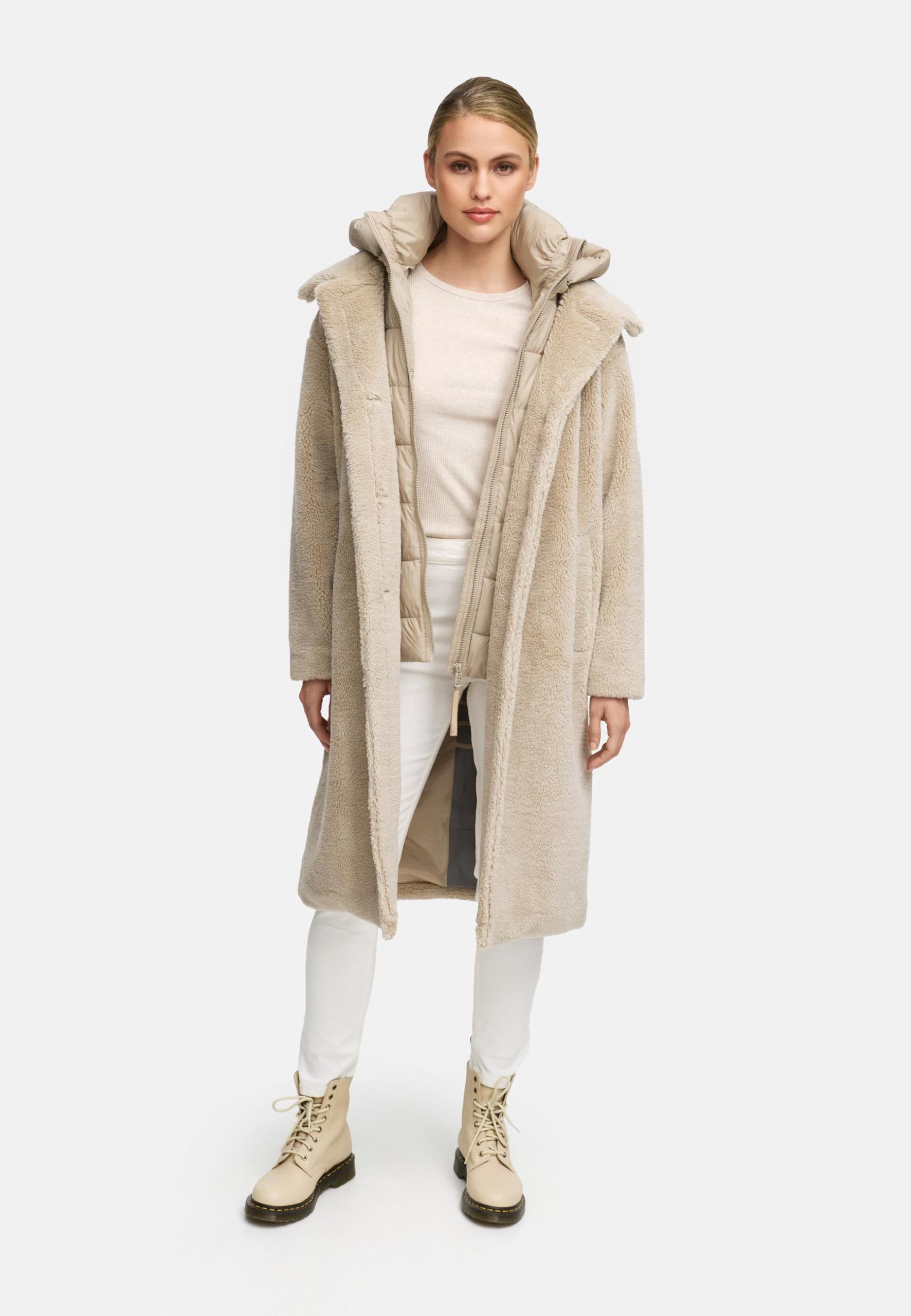 Navahoo Cappotto caldo da donna in pile Teddy con inserto rimovibile e trapuntato, Teddyzauber 14 XS-3XL