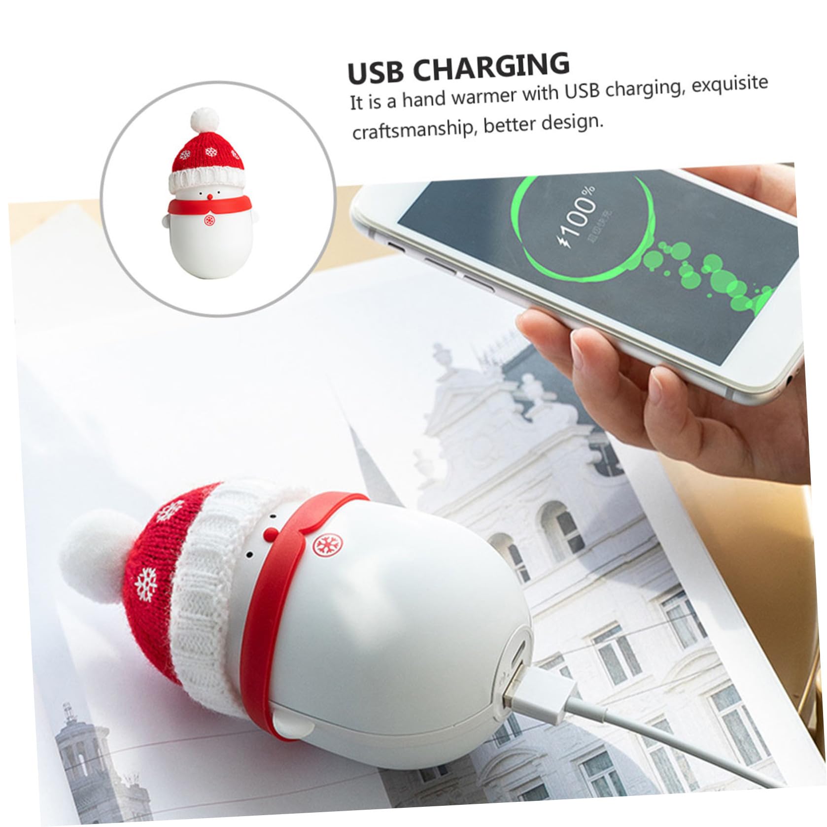 Hemobllo Schneemann-handwärmer mit USB-Aufladung Tragbare Powerbank für Winter Fördert die Durchblutung und Lindert Schmerzen