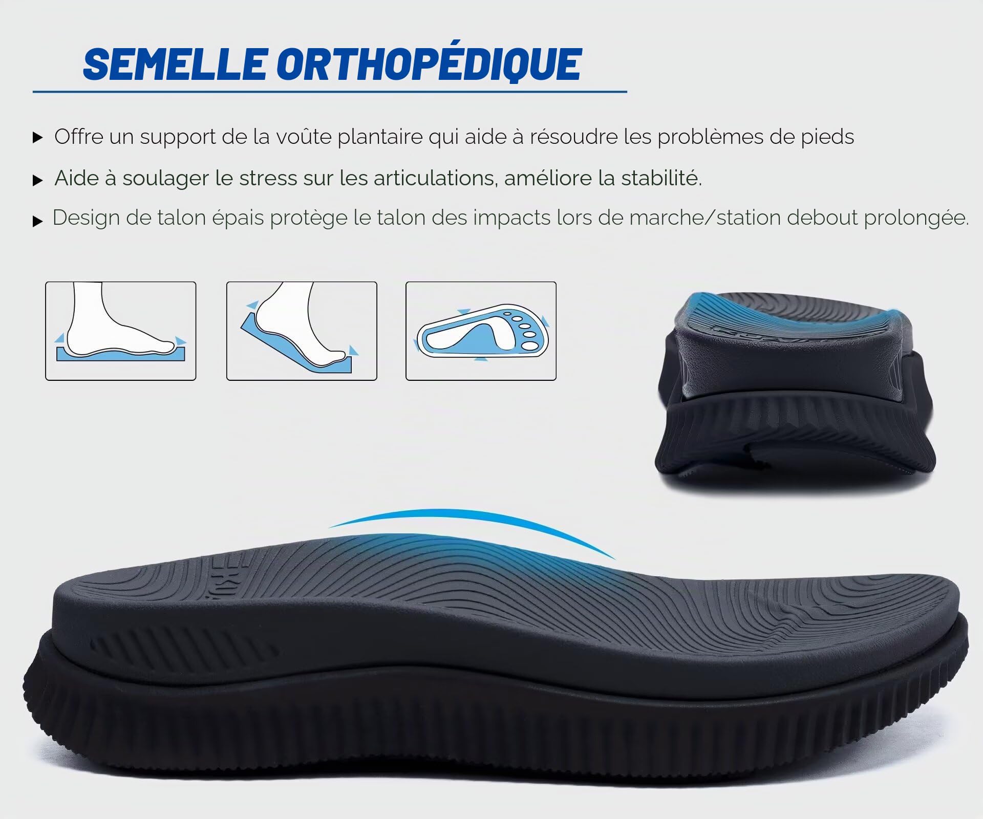 KuaiLu Tongs Femmes Orthopédiques Confortables Reprise Sandales Plage