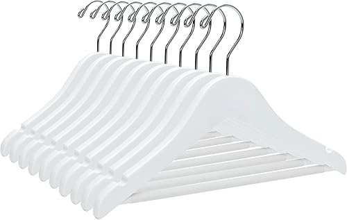 Perchas de madera para niños de 12 pulgadas, paquete de 20 unidades de madera maciza con barra de pantalones, muescas para hombros, gancho giratorio