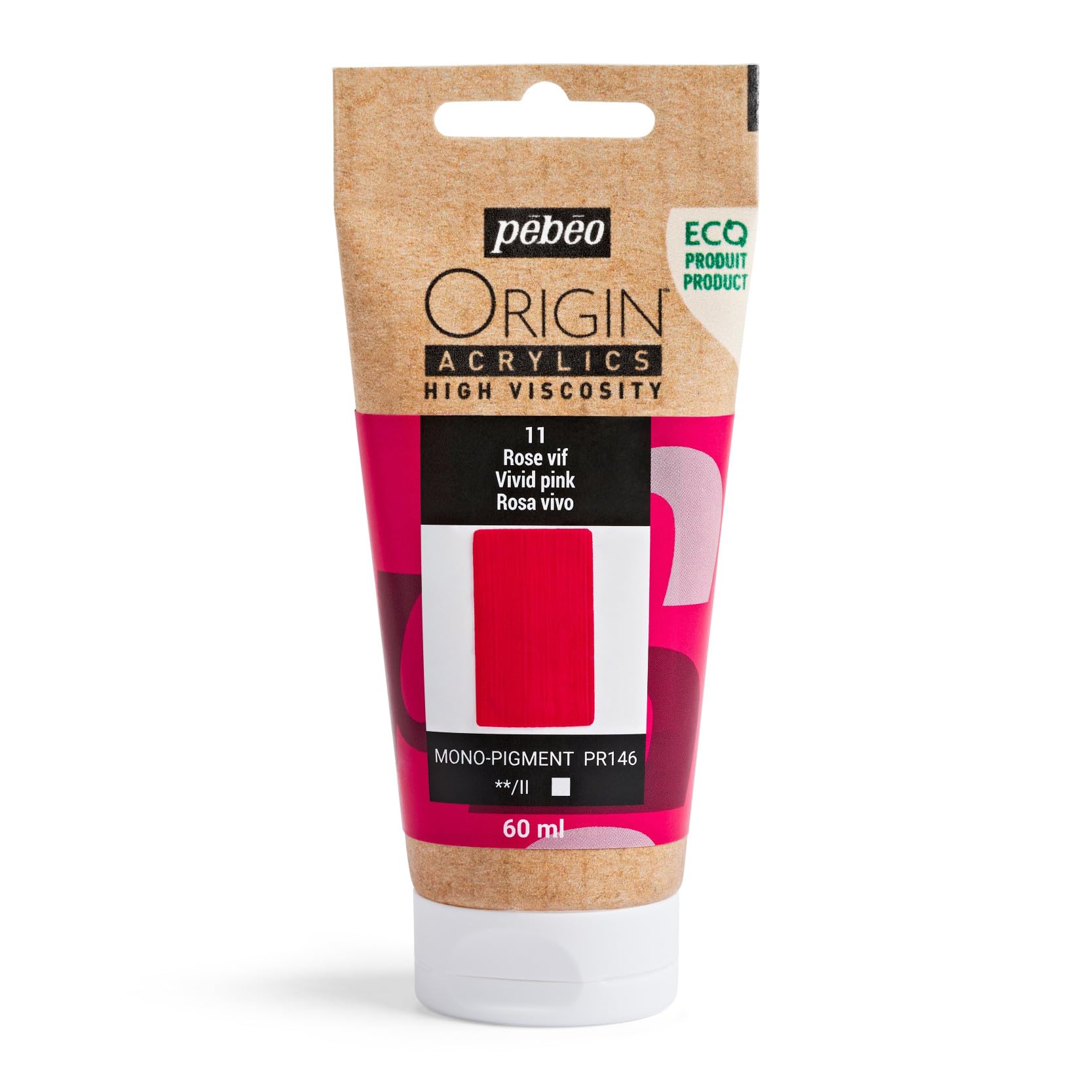 PEBEO - Origin Acrylics 60 ml - Eco-designed Acrylic Paint - High Viscosity - Matt Finish - 100% Recycled Binder - 96% European Raw Materials - Vivid Pink — image 1