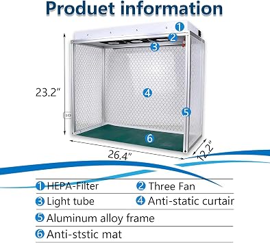 Portable Laminar Flow Hood 110v-220v,Air Flow Clean Bench Dust Frees Room Workshop,Vertical Laminar Flow Hood with Three Fans, HEPA-Filter for Phone LCD Repair 220V
