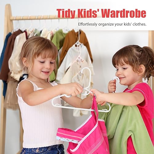 Miniatura 4 de PIGLOG Paquete de 100 perchas para bebé, perchas blancas para bebés, diseño apilable para ahorrar espacio, perchas duraderas de 11.4 pulgadas para