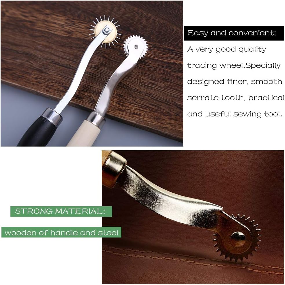 LUNARM 3 Pcs Tracing Wheel Sewing Tool, Needle Point Tracing Wheel, Random Color Tracing Wheel Sewing Tool, Stitching Wheel Tool for Leathercraft, Professional Stitch Marking Spacer