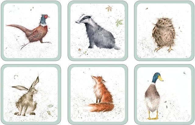 Portmeirion Home & Gifts Pimpernel Wrendale Designs Coasters, Set of 6, 15.5 x 10.5cm