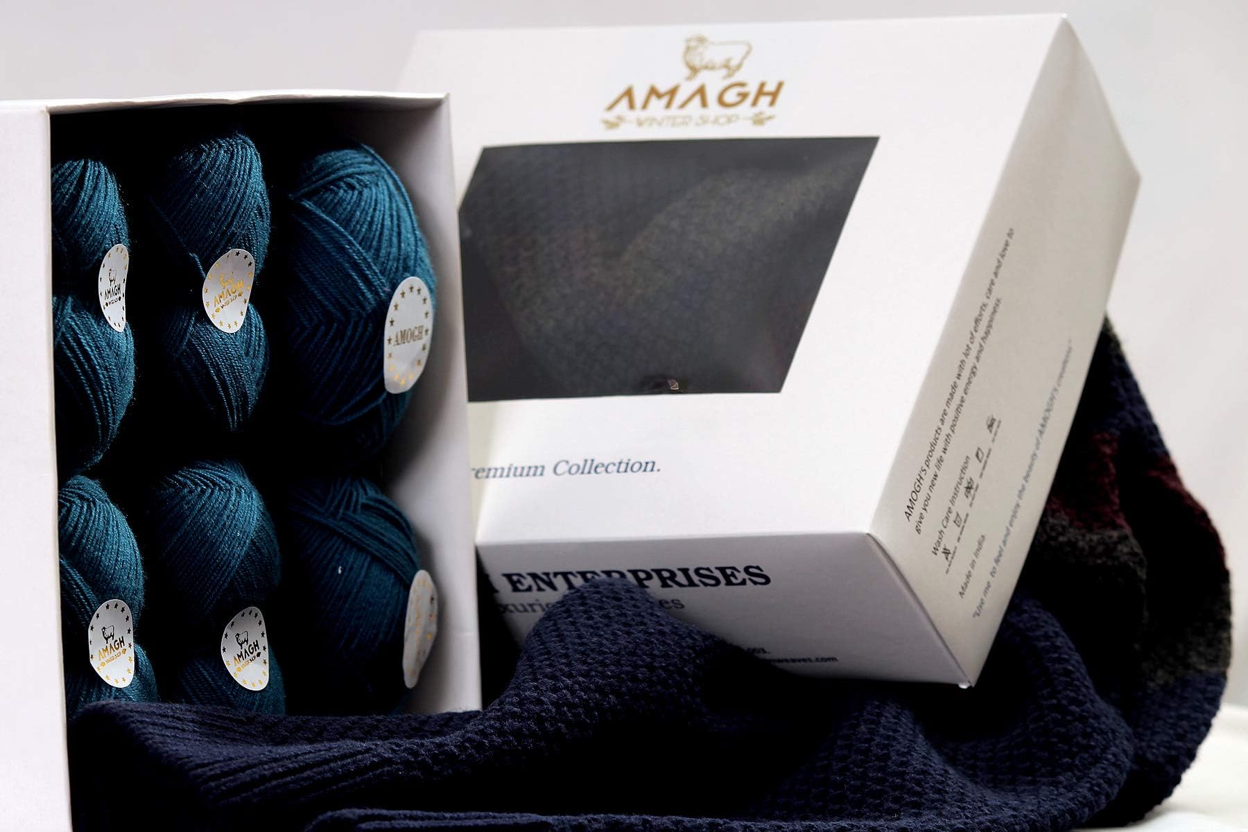 AMAGH® Premium Soft Acrylic Hand Knitting Yarn, Art Craft Soft Fingering Crochet Hook Yarn, Acrylic Thread for Crochet, DIY Craft Yarn, 3 ply Thin Yarn, Pack of 6 (Color : Steel Blue)