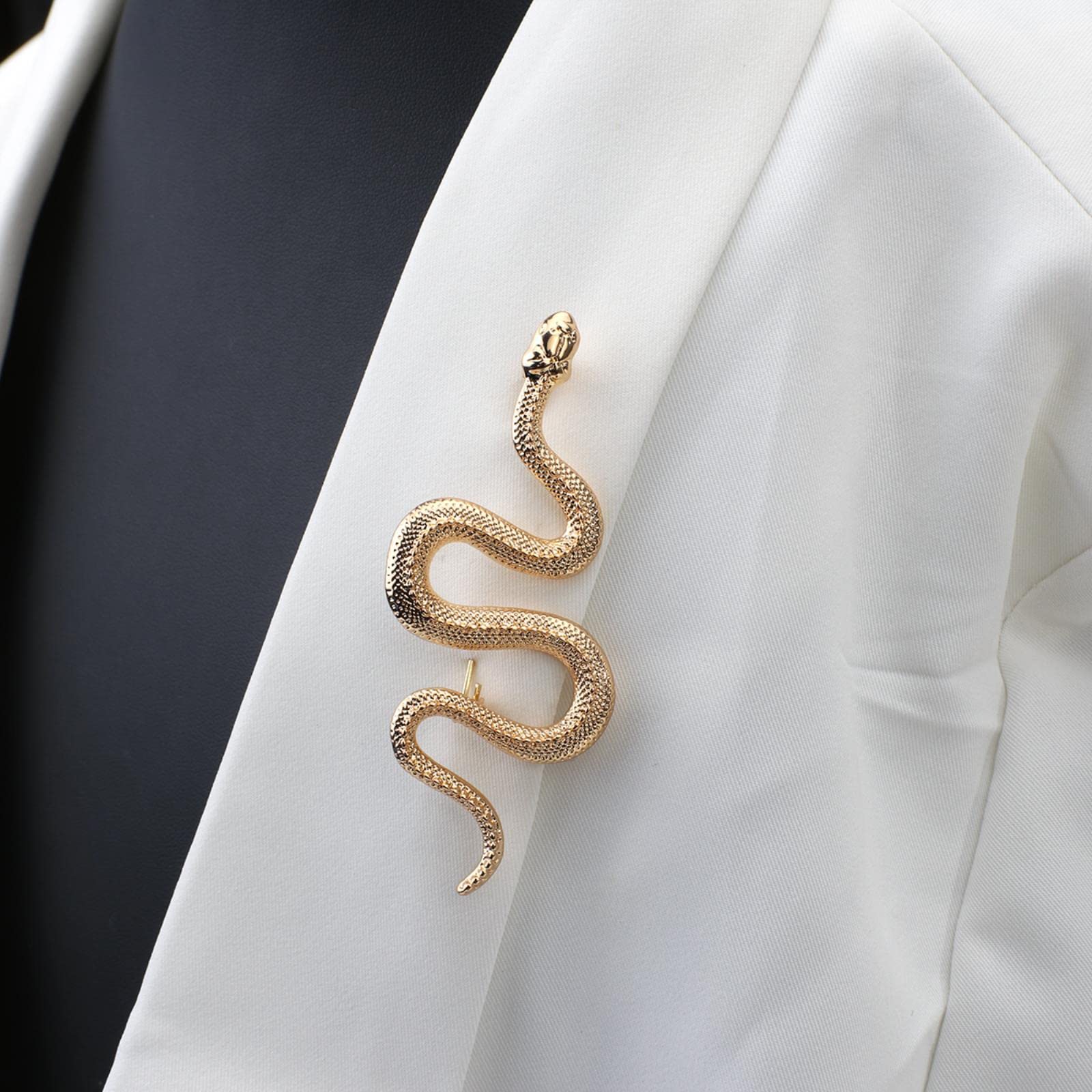 Broche Serpent Doré - Décoration Vêtements Vintage - Alliage - ~7x2,5 Cm - Cadeau Original Homme/Femme