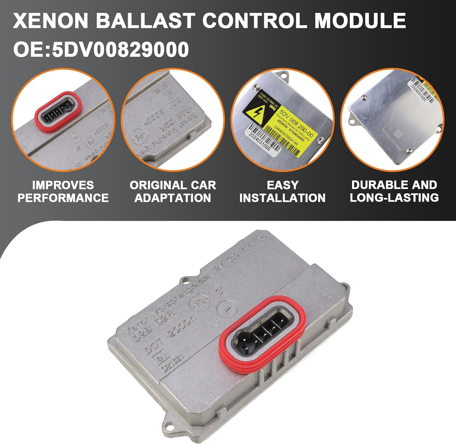 5DV00829000 Xenon HID Ballast Headlight Control Unit Module D2S D2R for Audi A6 S6 A8, for BMW E53 E60 E65-E68 E85 E86, for Mercedes-Benz W211 W219 W164 X164 W251 R171, for Jaguar S X Type