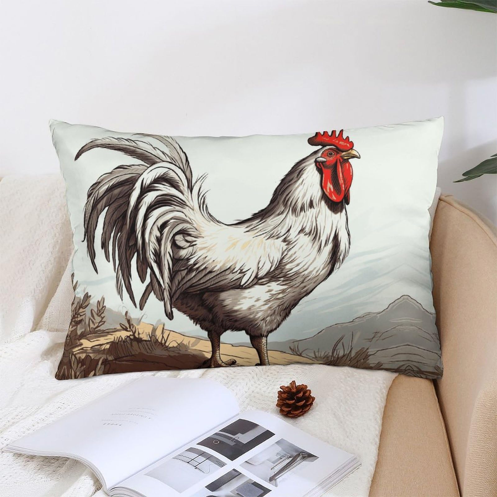 NTVOWPZO Decoration Throw Pillow Covers 12 "x20 Pillowcases Covers Chicken Sketch Soft Pillowcases Modern Farmhouse Home Decor Sofa Cushions Covers for Couch Bed Living Room