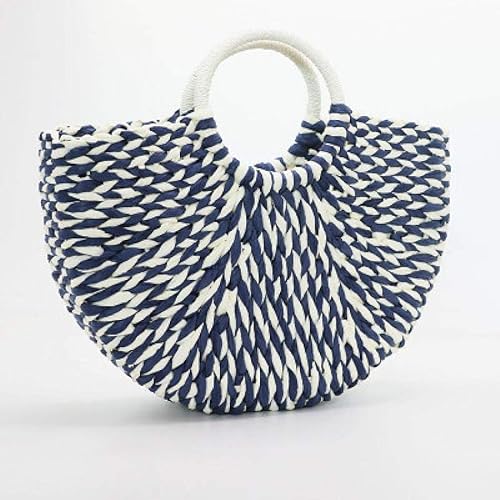 Miniatura 2 de Bolso de paja para mujer bolso de ratán de verano playa con asa superior