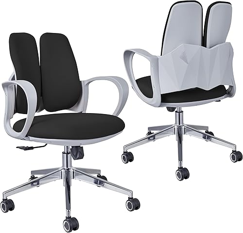 Silla de oficina ergonómica de escritorio con respaldo doble, silla de computadora con soporte lumbar flexible y altura ajustable, asiento extra