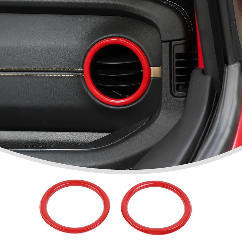Linskip Anéis de Acabamento para Saídas de Ar do Painel Jeep Wrangler JL 4XE e Gladiator JT 2024–2025, Vermelho, ABS, Par