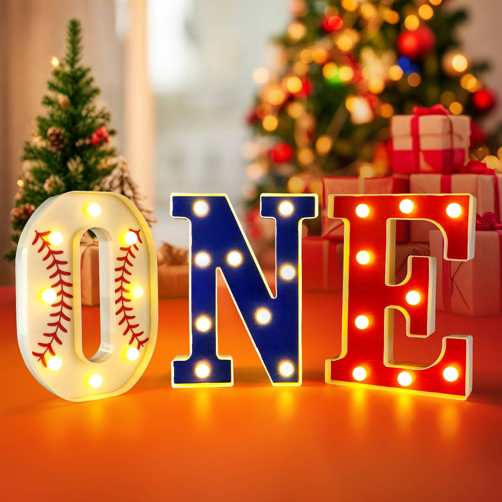 Rookie dekoracje na 1. urodziny chłopca lub dziewczynki, dekoracje na pierwsze urodziny dla chłopca, jedna świecąca litera na centralne elementy stołu lub tła dla rocznego baseballu dekoracje