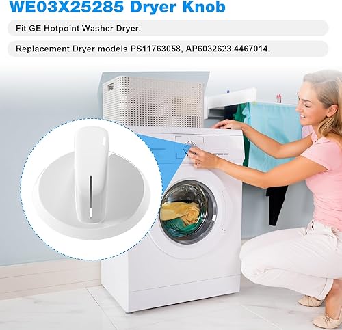Miniatura 2 de WE03X25285 Secadora Perilla de Control de Reemplazo GE Hotpoint Secador PS11763058 AP6032623 Para GE Secador Perilla Principal