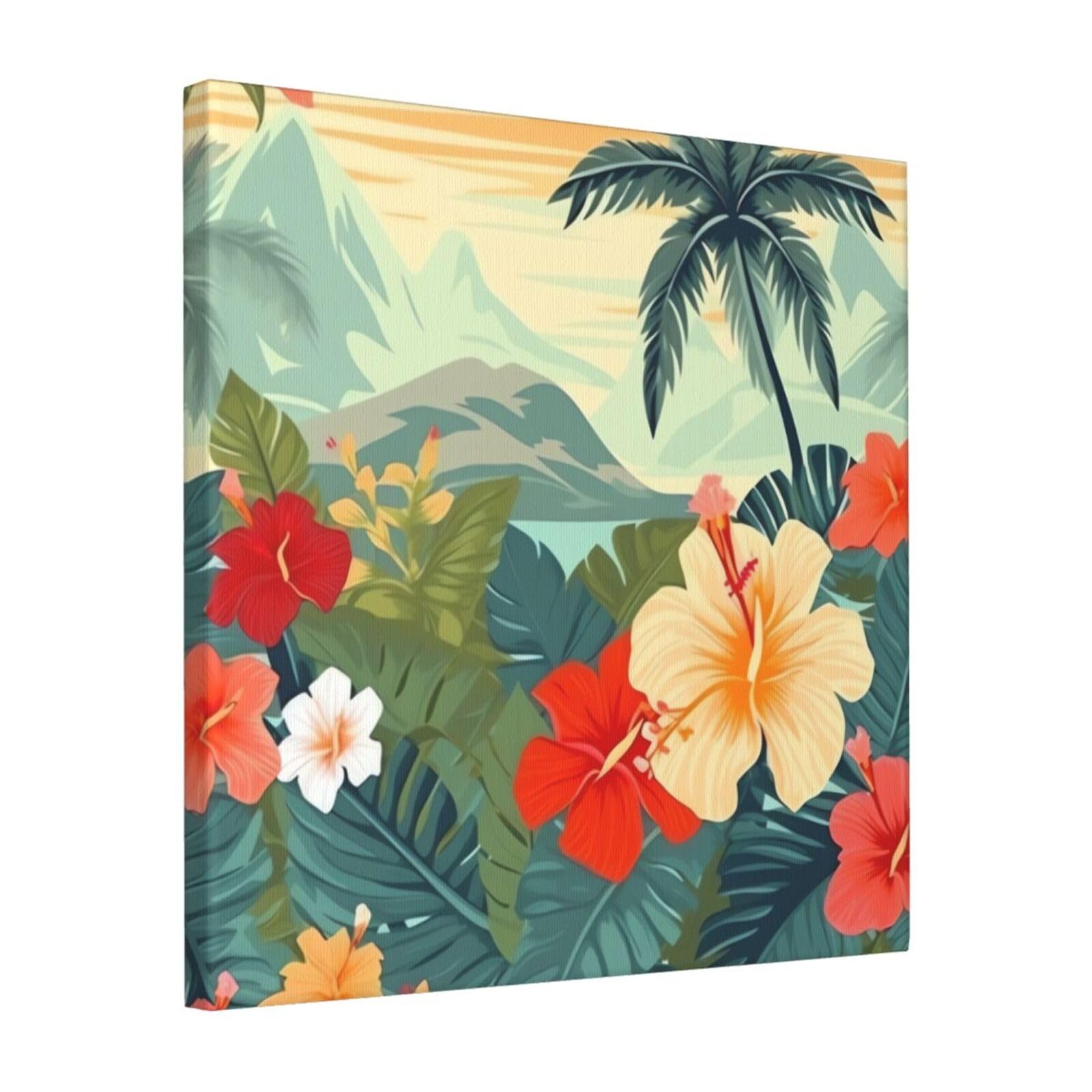 KLOPH summer hawaiian Canvas Wall Art for Living Room 16"x16" Modern Artwork Painting for Bathroom Hanging Canvas Prints Aesthetic Wallart for Bedroom Kitchen Office Wall Decor