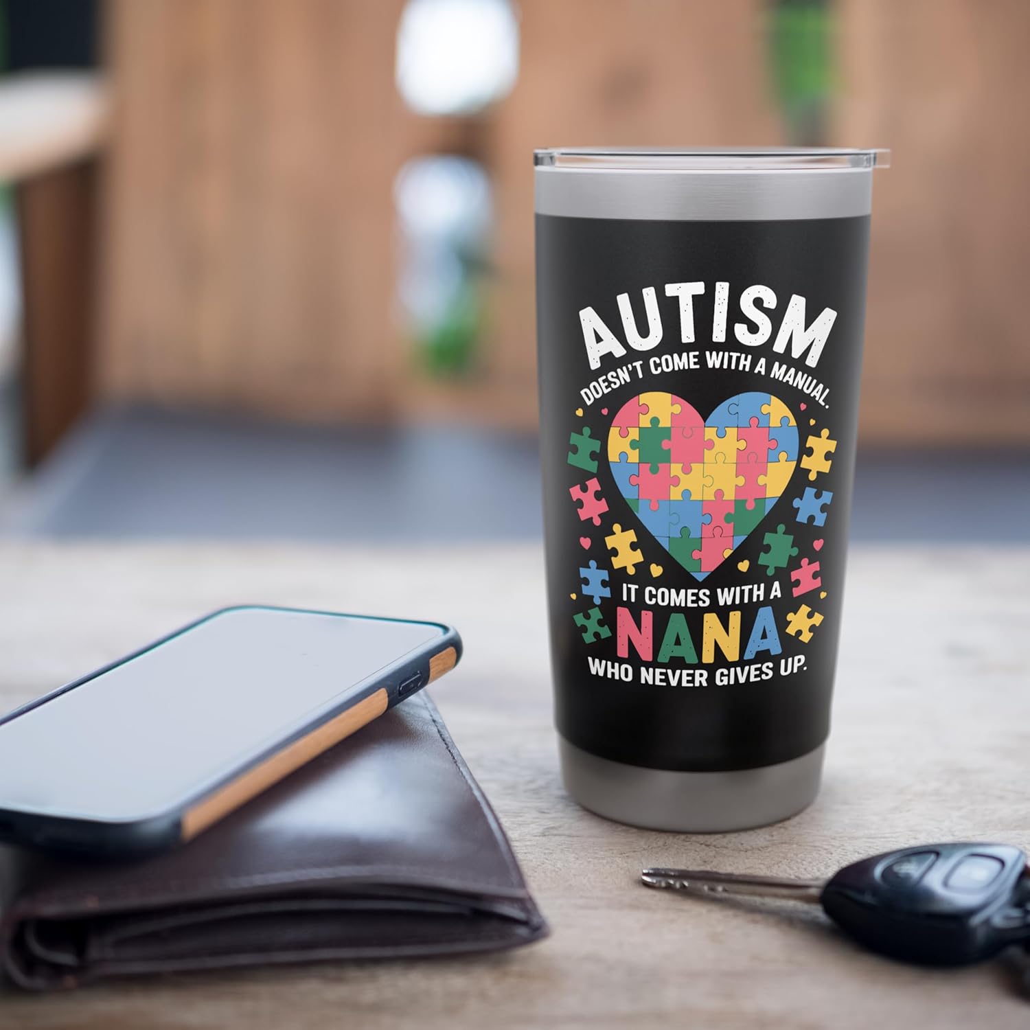 Autism Nana Doesn't Come with a Manual Puzzle Heart Women Stainless Steel Insulated Tumbler - Image 7