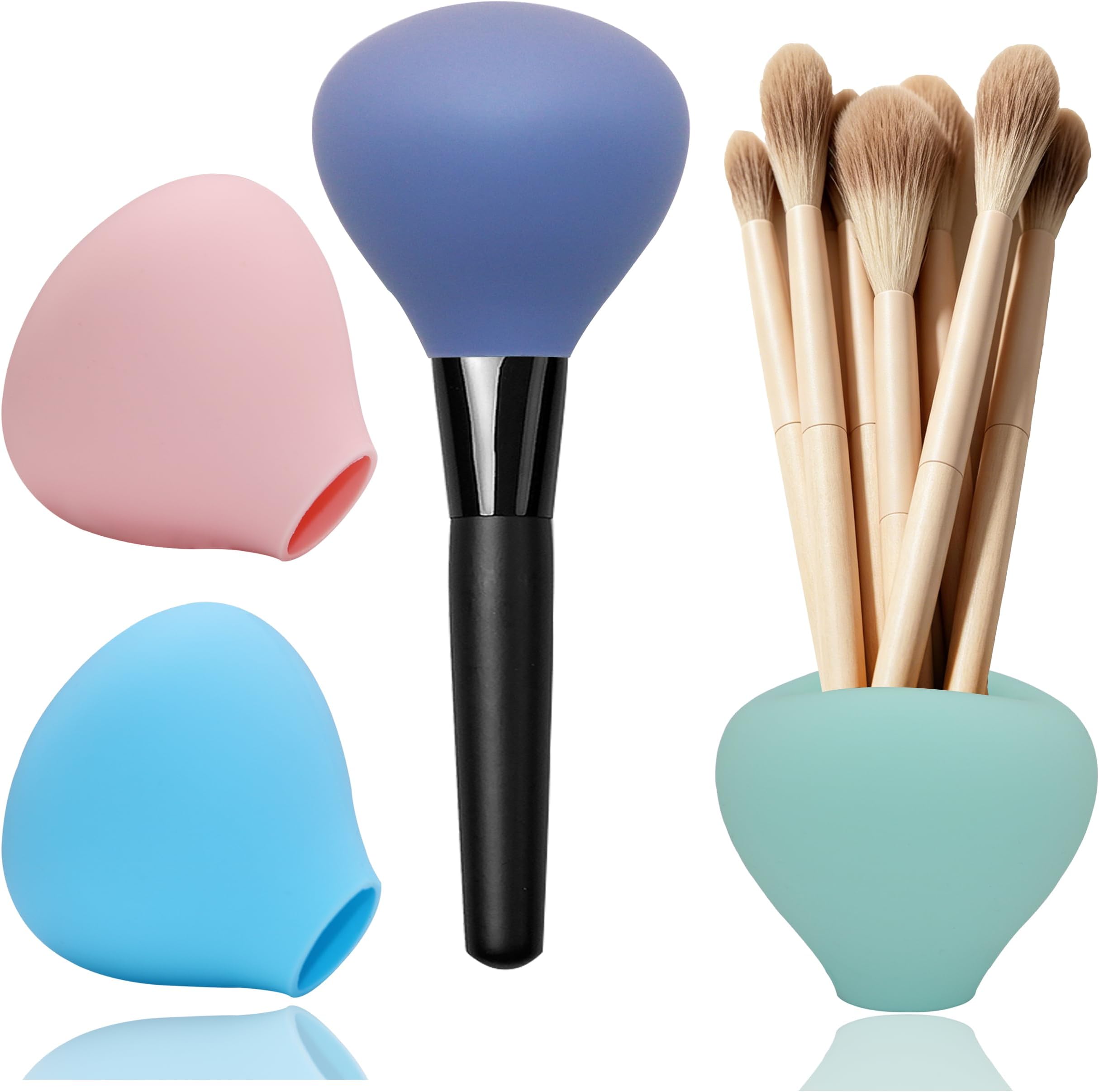 Makeup Brush Covers, 4 Pack Universal Size Brush Holders Reusable for Travel, Silicone Organizer Case for Makeup Storage, Dustproof Brush Protector for Makeup Lovers and Wife