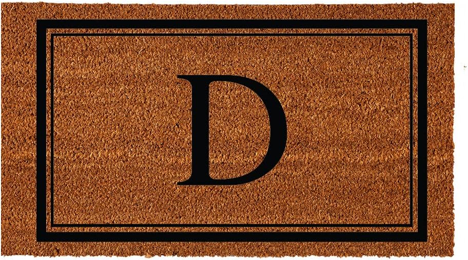 Evergreen Flag Monogram Letter D Entrance Doormat | 28 x 16 inches | Dirt Catching Natural Coir | All-Season | Non-Slip Backing | Indoor and Outdoor Home Decor