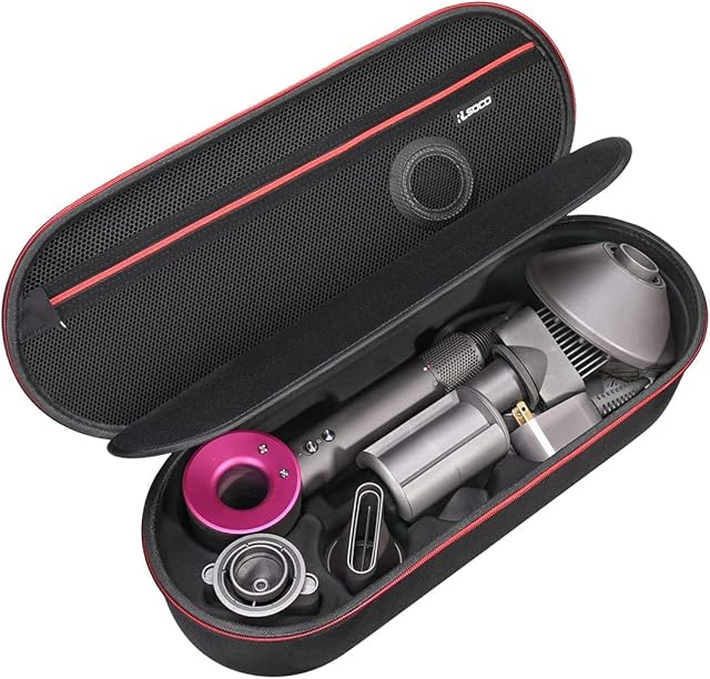 Hard Case for Dyson Supersonic Hair Dryer Iron/Fuchsia-Fits Ful Hair Dryer Accessories & Model HD15/HD08 by RLSOCO(Black)