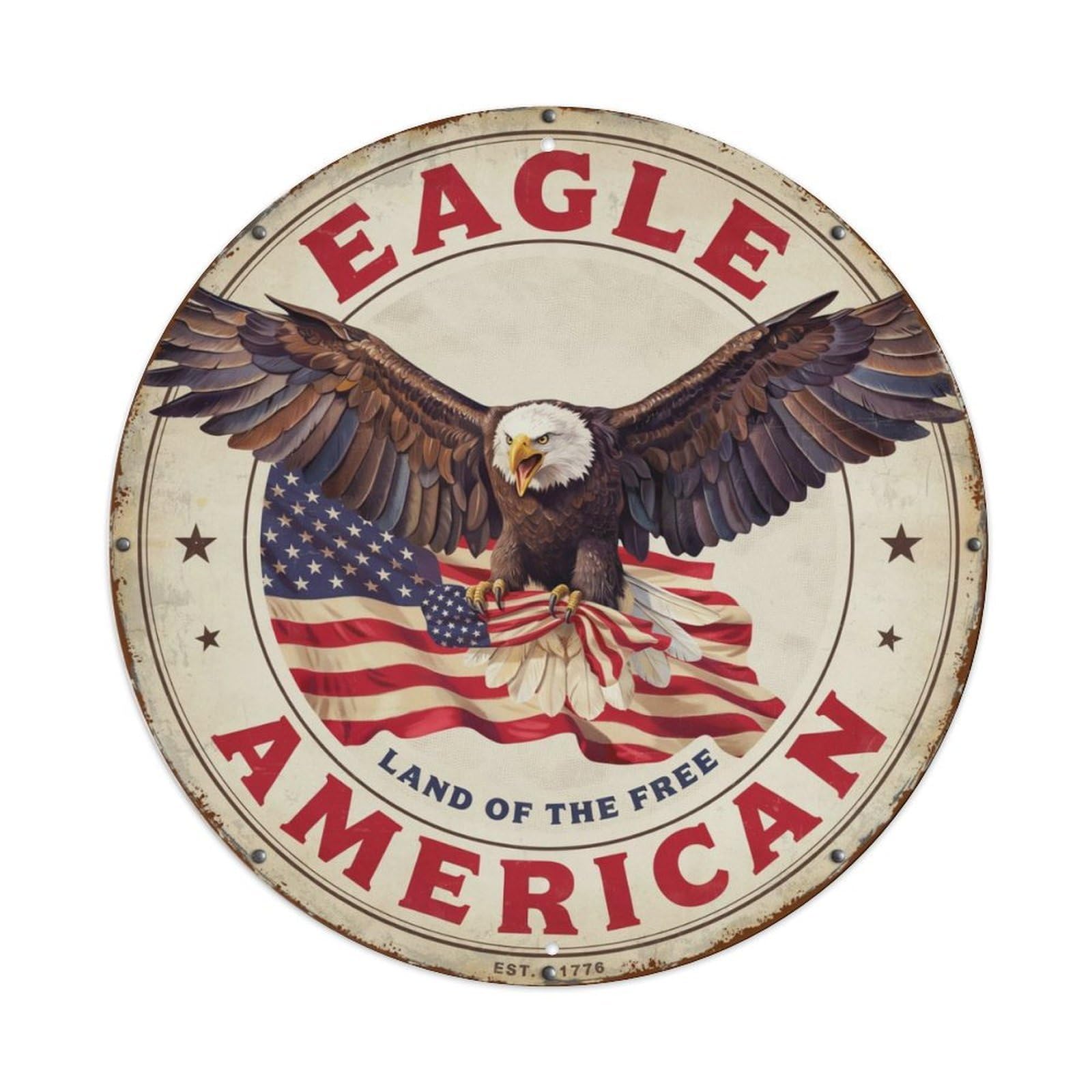 American Eagle Flag Metal Tin Sign Plaque