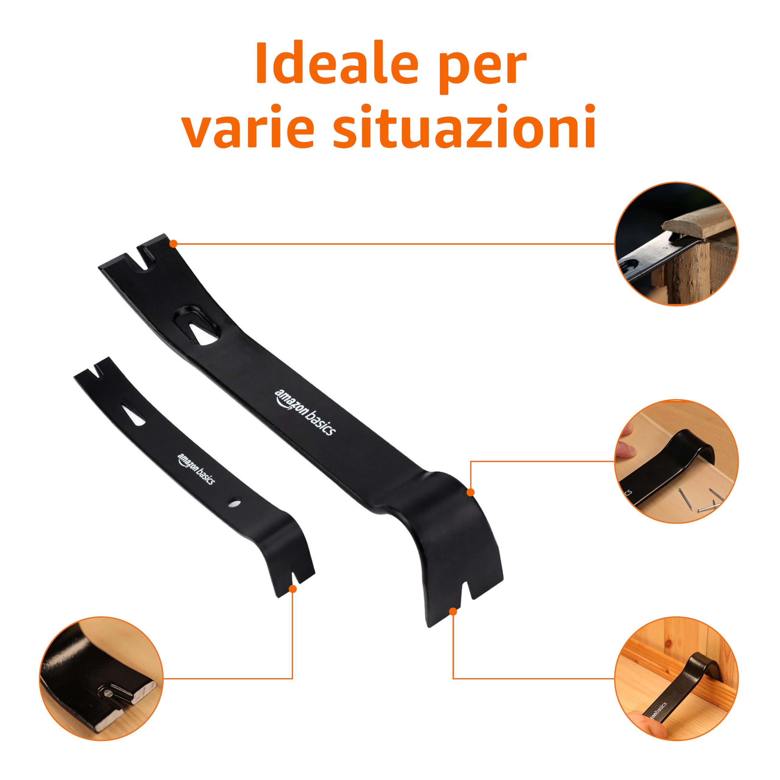 Amazon Basics Set Levachiodi/Cavachiodi, 4 pezzi, Nero