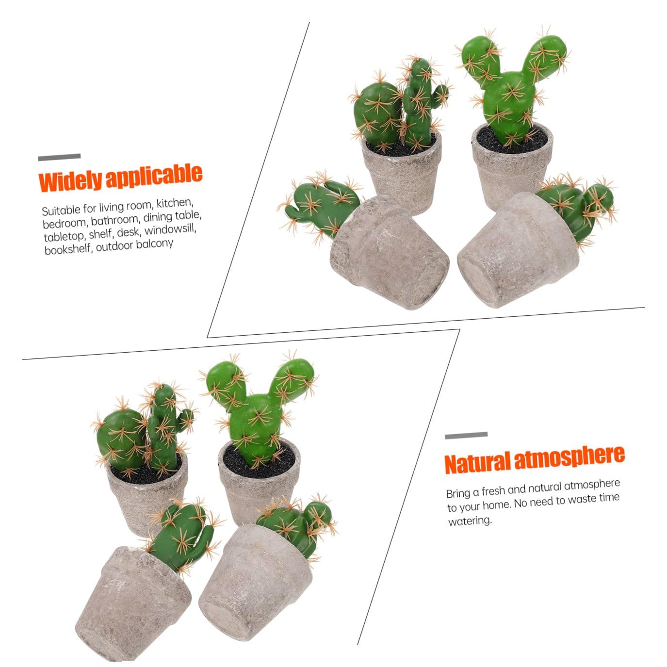 TOYANDONA Set 4 Piante Grasse Finte in Polpa e Plastica Decorazioni da Interno, Bonsai Artificiali Verdi per Ufficio e Camera da Letto, Aspetto Naturale e Facile Cura