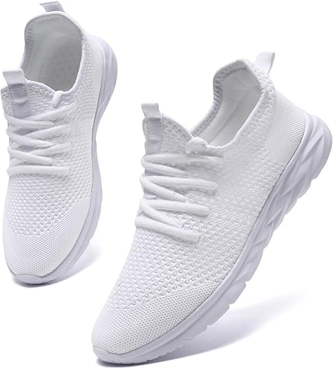 AZSDXS Sneakers Dames Trailrunning Sportschoenen Running Joggen Ademend Schoenen Trainer Tennis Antislip Zacht Sneakers Lichtgewicht Casual Fitness Indoor Sportschoenen Ourdoor Schoenen Wit 38