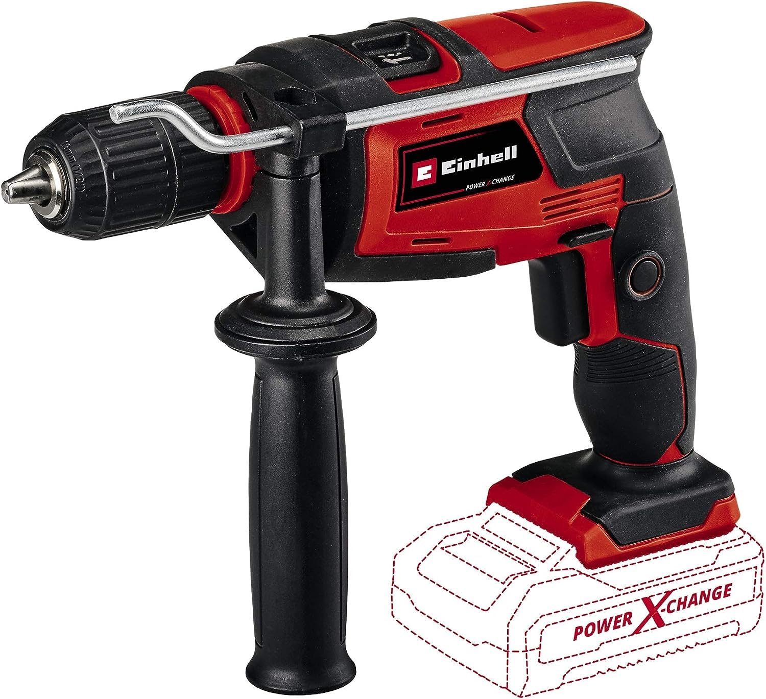 Einhell Taladro percutor con batería TC-ID 18 Li - Solo Power X-Change (Li-Ion, 18 V, 13mm, marcha a derecha/izquierda, unidad electrónica de velocidad de giro, sin batería ni cargador)