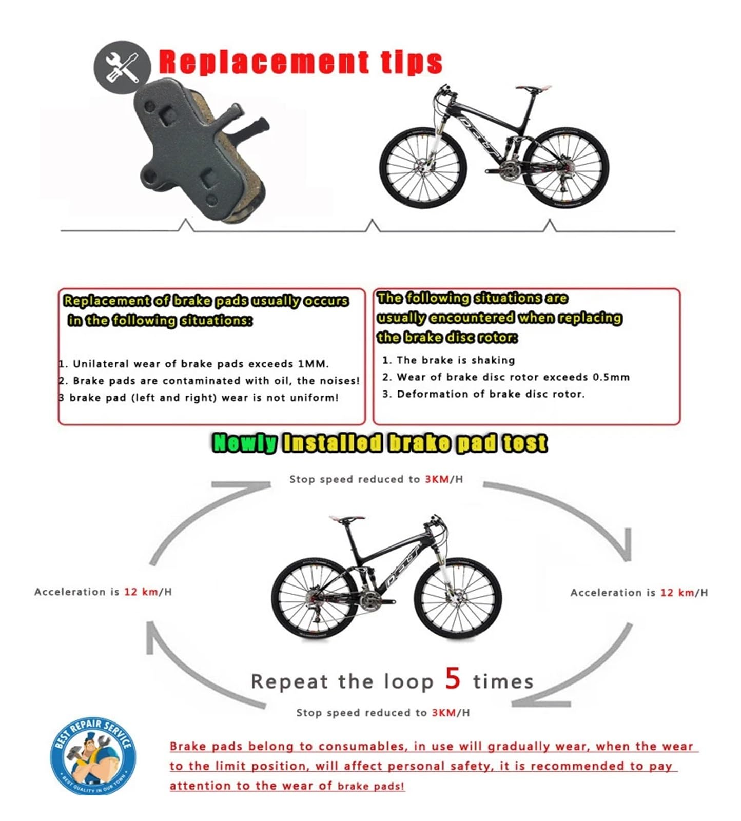 Fahrradbremsbeläge 5 Paar halbmetallische MTB-Mountainbike-Fahrrad-Scheibenbremsbeläge for Code