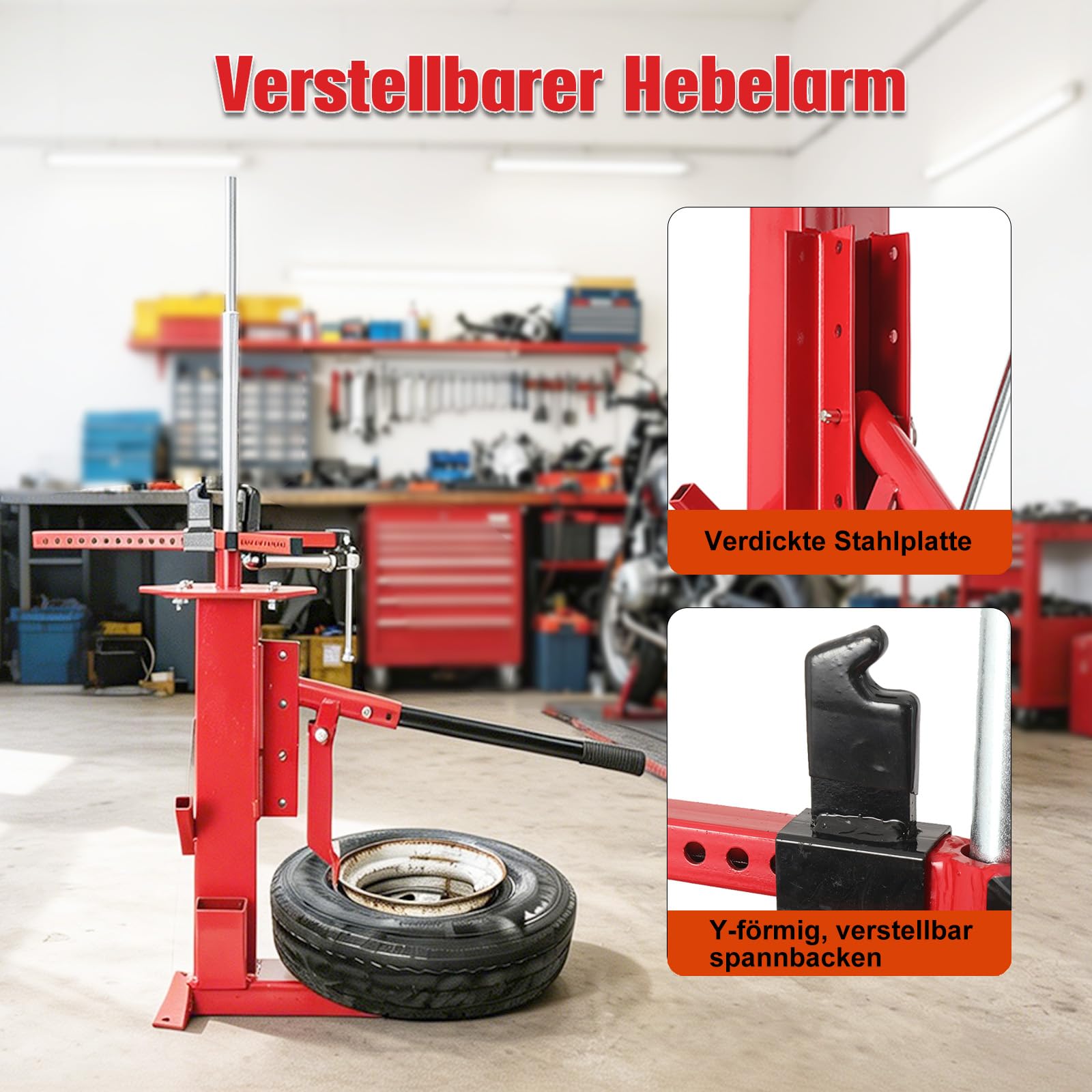 Universelles Reifenmontiergerät 4" bis 17", Reifenmontagegerät aus Stahl zur Manuellen Montage und Demontage, Reifenmontagegerät Reifenmontagemaschinen Motorrad PKW
