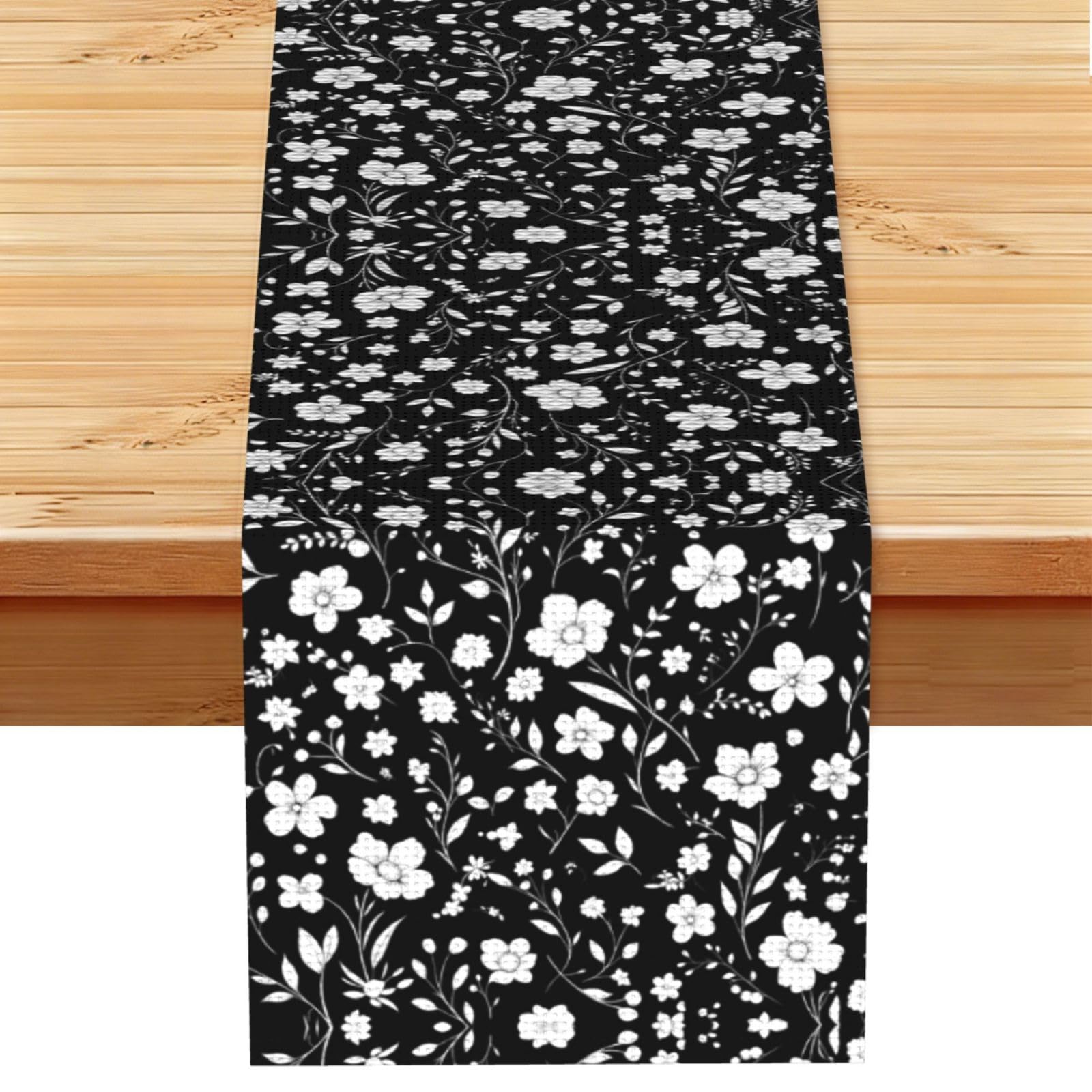 white flowers Linen Feel Table Runner Wedding Party Home Decoration