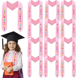 25 Pcs Kindergarten Graduation Stoles for Kids Bulk Unisex Graduation Sash Stoles for 2023 Graduation Party Supply (Pink)