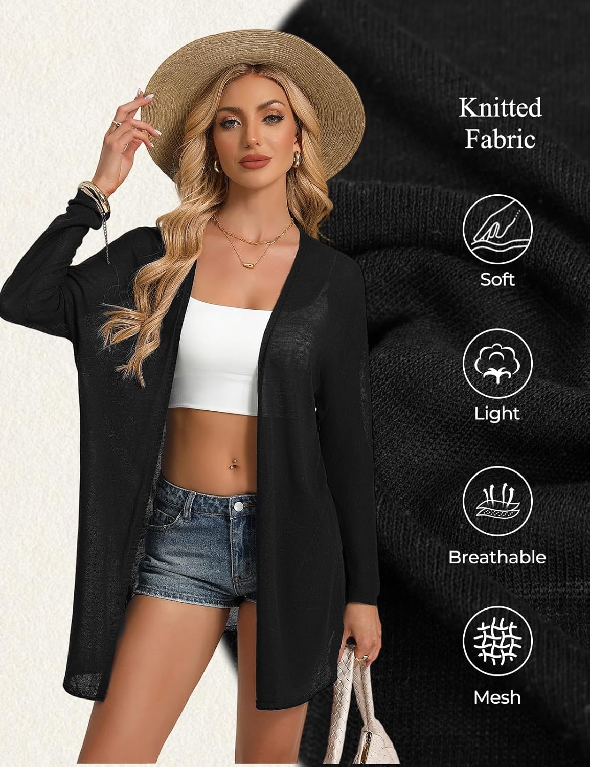 GRACE KARIN Womens Long Sleeve Summer Sheer Cardigan Lightweight Spring Cardigan Sweaters Knit Kimonos Coverups 2026 - Image 5