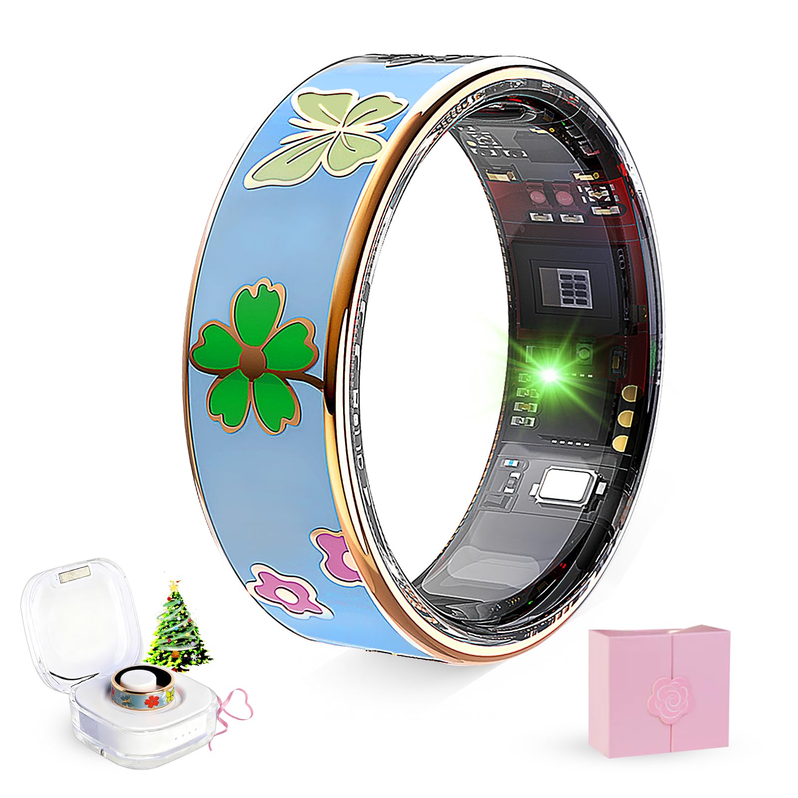 Govllfoz Smart Ring for Women & Men,Fitness Ring, Fit Couple,Sleep Tracker,Health Tracker with Heart Rate Monitor,for iOS Android Suitable for gifting (Blue, #6 Upgraded Packaging)