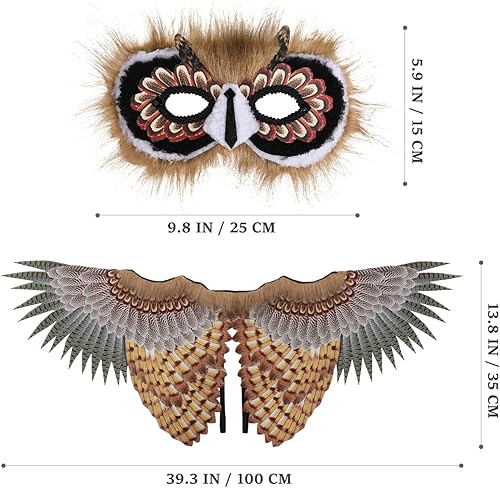 Miniatura 2 de NUOBESTY Disfraz de alas de búho para niños, disfraz de alas de pájaro con alas de águila de búho, disfraz de pájaro para Halloween, cosplay