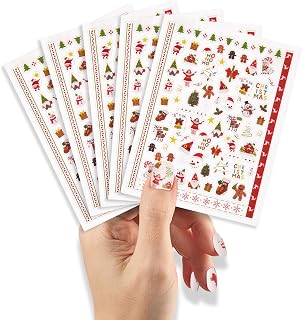 Christmas Nail Stickers – 5PCS Holiday Nail Art Stickers, Bratrico 5-in-1 Funny Ugly Sweater Design Self-Adhesive Set for DIY Manicure, Festive Nail Accessories for Women & Girls