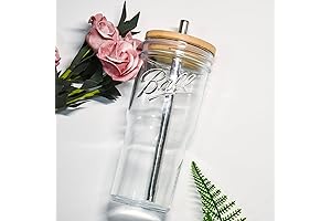 Glass Cups with Lids and Straws for Smoothies, Coffee, and Cold Brew