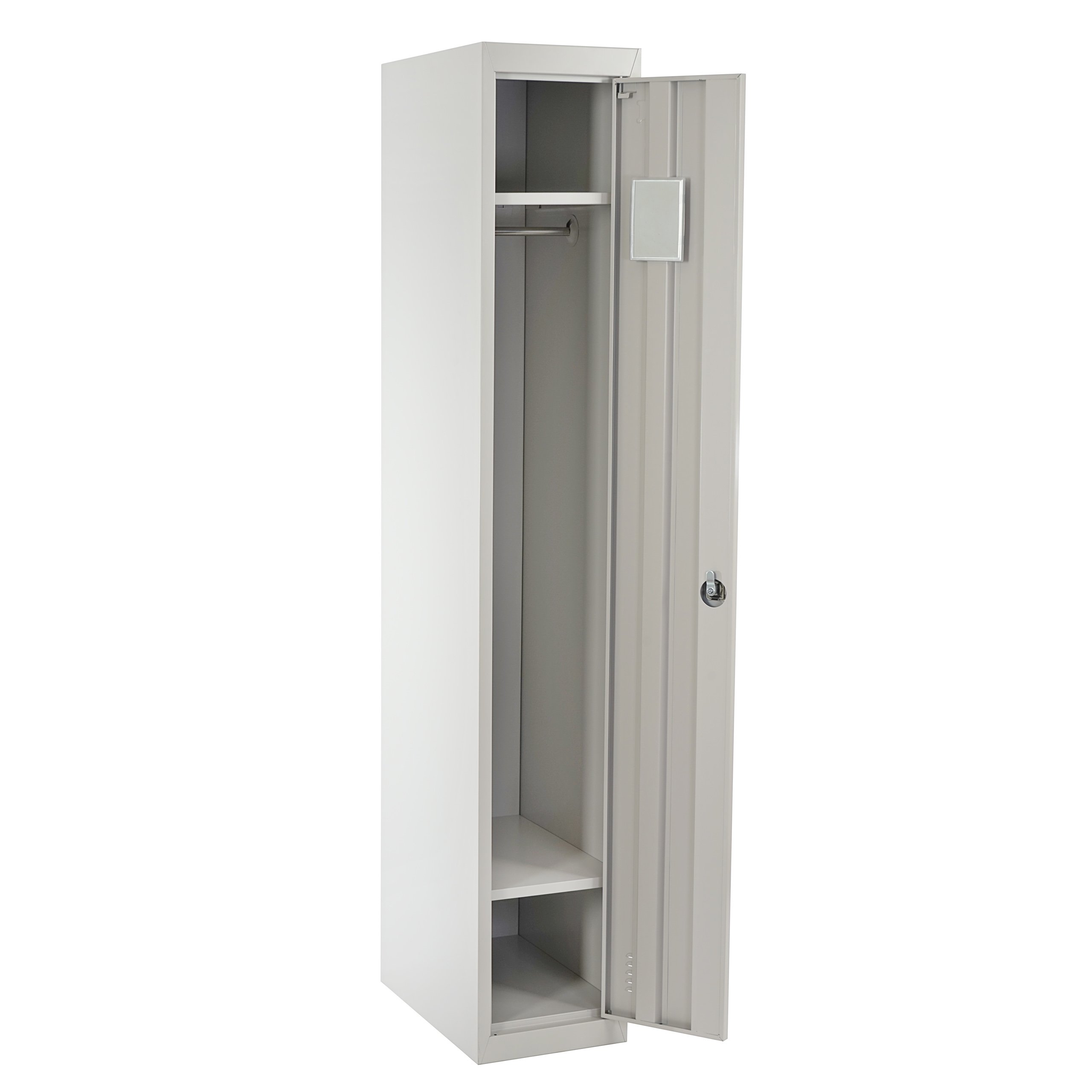 Mendler Spind Boston T163, Garderobenschrank Kleiderspind Umkleideschrank, Metall 180x30x50cm nach ASR A4.1 - grau
