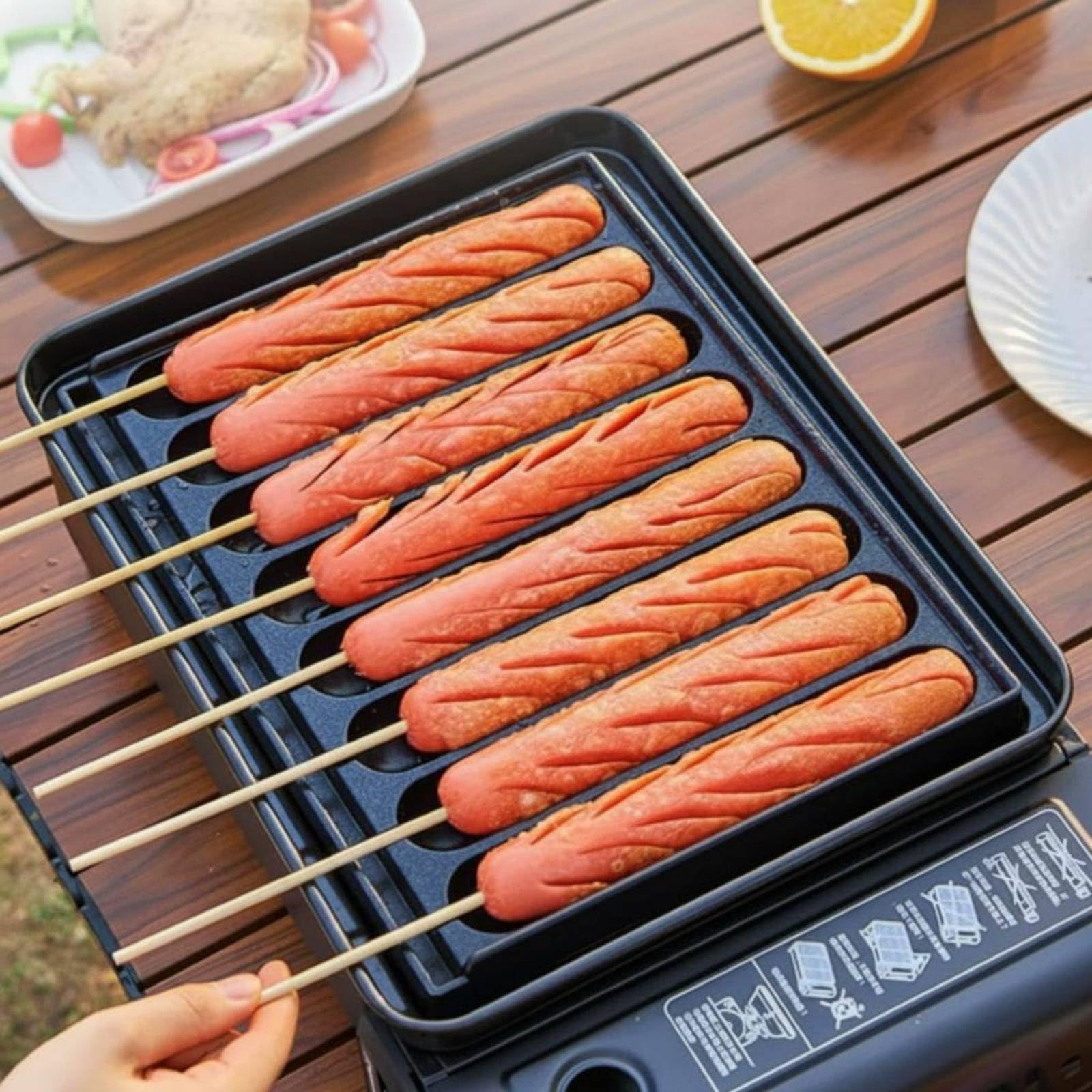 Wurst-Backblech rechteckig Backblech mit Rillen leicht zu reinigen Backform, 6 Röhren Mit Ölrinne