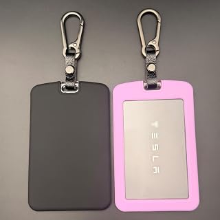 TANDRIVE 2PCS Silicone Key Card Holder Case Compatible with Tesla Model 3 Model Y Cybertruck and Rivian,Key Protector Cover Accessories Including Key Chain, Black and Purple