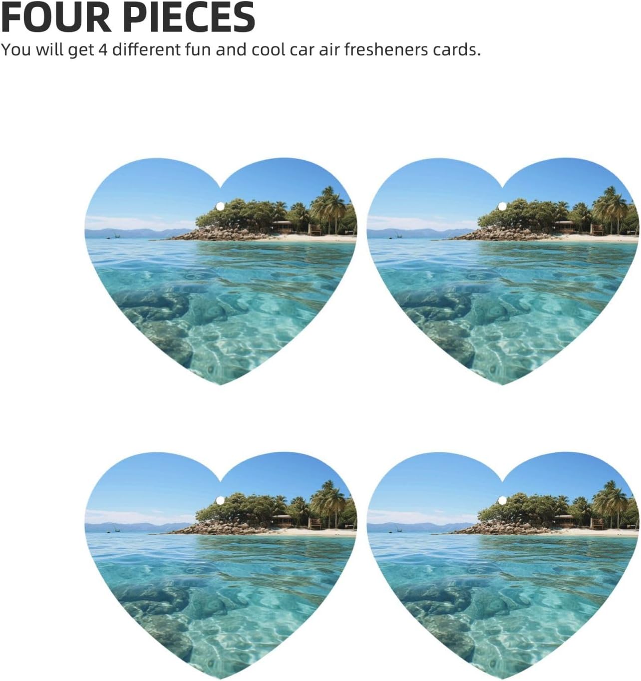 Fiji Island and Clear Sea Car Air Fresheners Cards Set of 4 Pieces, Long-Lasting Auto Aromatherapy Tablets Gifts Car Rearview Mirror Pendant Hanging Scented Cards for Wardrobe Bathroom image 2